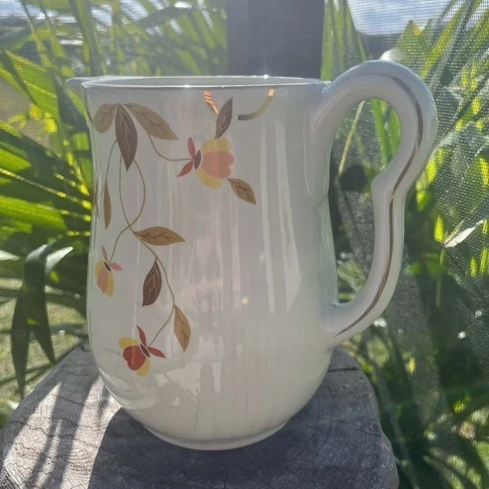 Porcelain Autumn Leaf Pitcher, Hall Superior Quality Kitchenware, Mary Dunbar